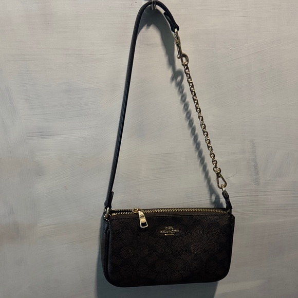 Coach Handbags - Coach Black and Brown Crossbody Bag with Gold Accents